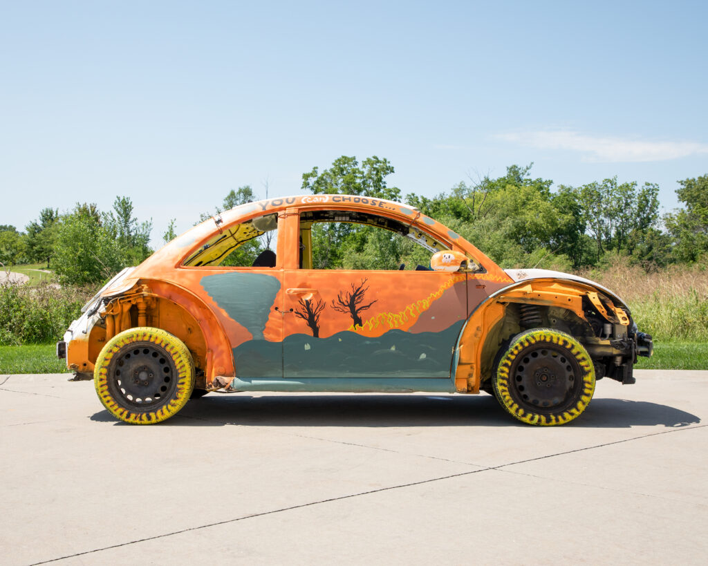 WorkingWorking Group, a collaboration with Allison Rowe, Just Crushing: A Political Demolition Derby, 2022-2025. Climate Change.