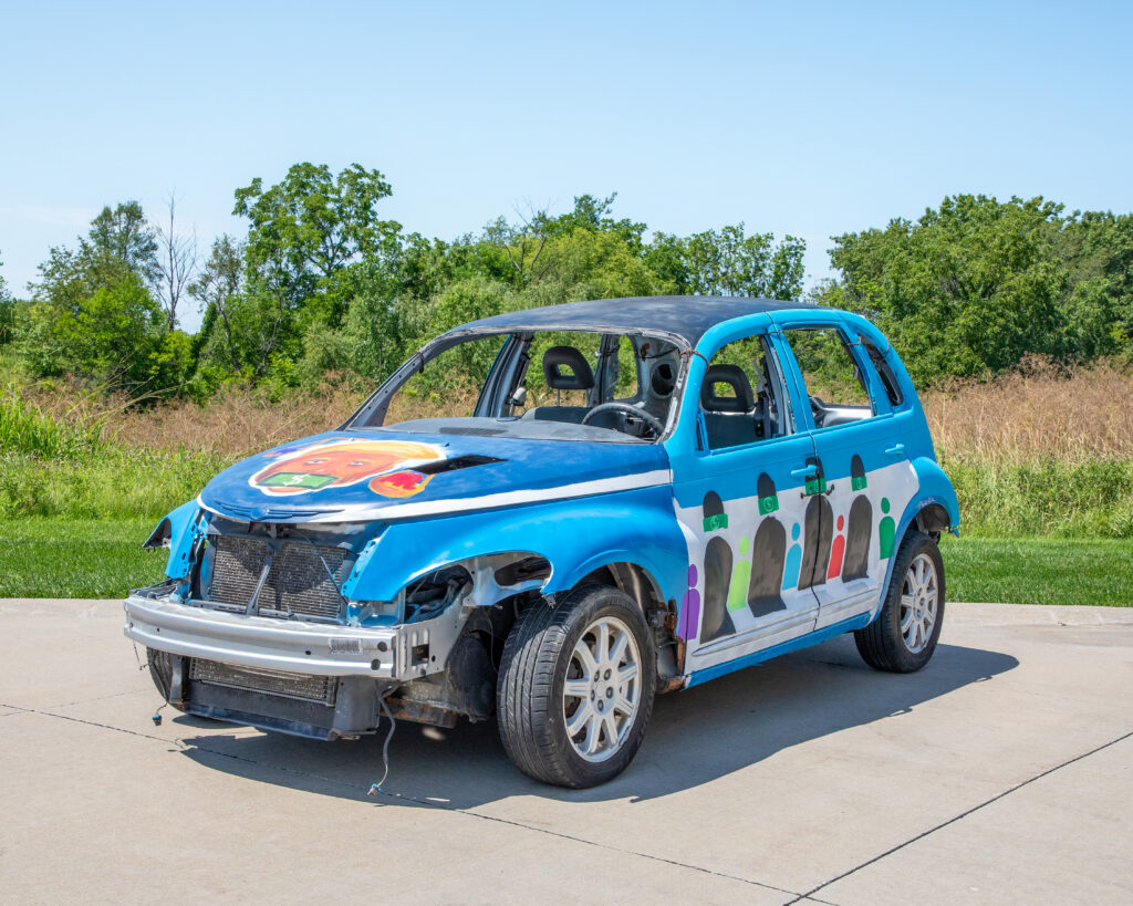 WorkingWorking Group, a collaboration with Allison Rowe, Just Crushing: A Political Demolition Derby, 2022-2025. Democracy.