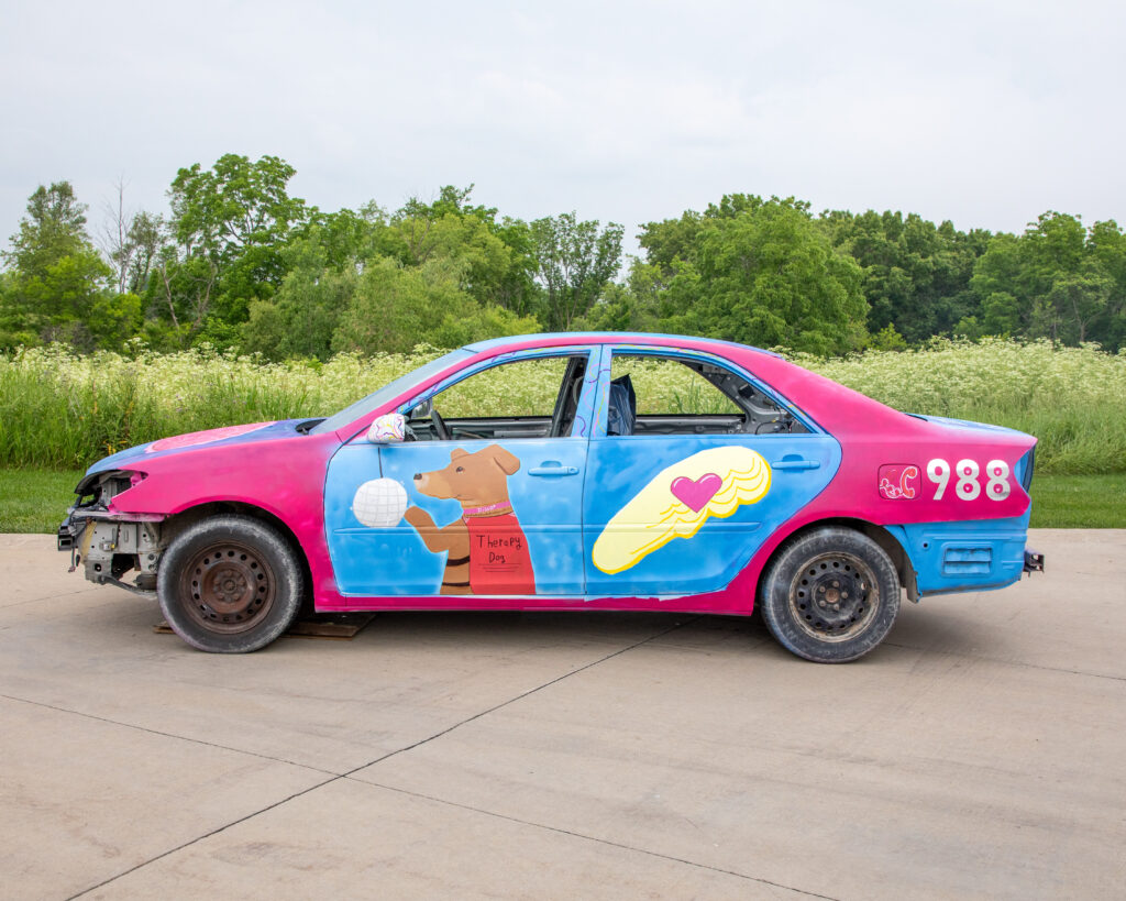 WorkingWorking Group, a collaboration with Allison Rowe, Just Crushing: A Political Demolition Derby, 2022-2025. Mental Health.